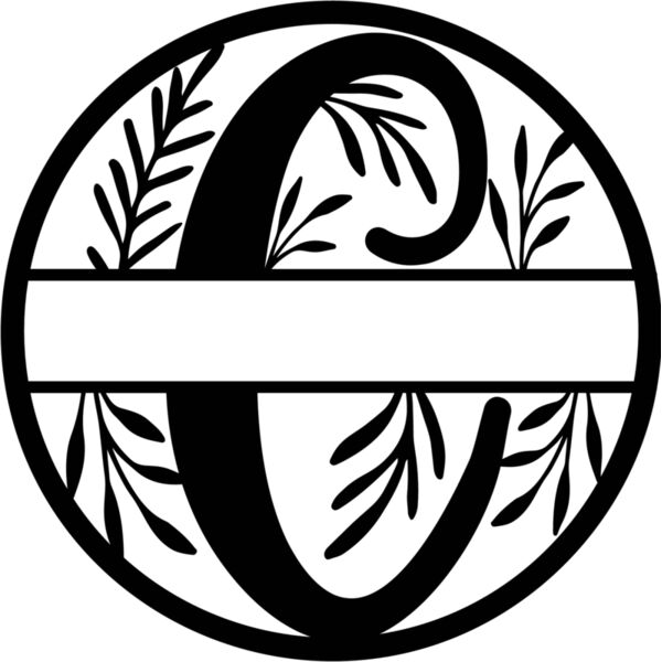 C Floral split monogram letters Thumbnail