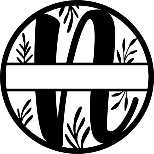 N Floral split monogram letters Thumbnail