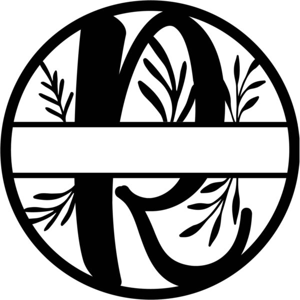 R Floral split monogram letters Thumbnail