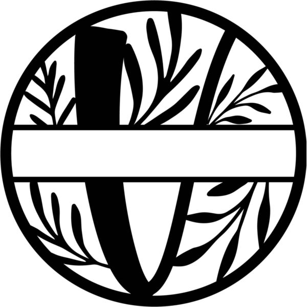 V Floral split monogram letters Thumbnail